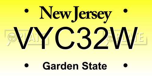 VYC32W New Jersey License Plate
