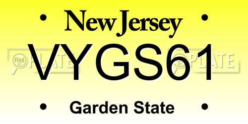VYGS61 New Jersey License Plate