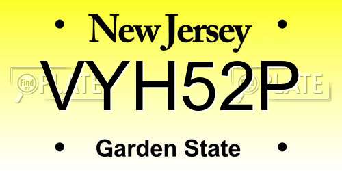 VYH52P New Jersey License Plate