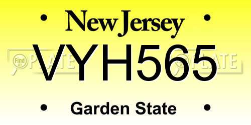 VYH565 New Jersey License Plate
