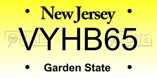 VYHB65 New Jersey License Plate