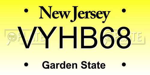 VYHB68 New Jersey License Plate