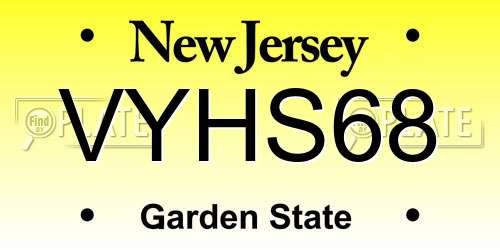 VYHS68 New Jersey License Plate