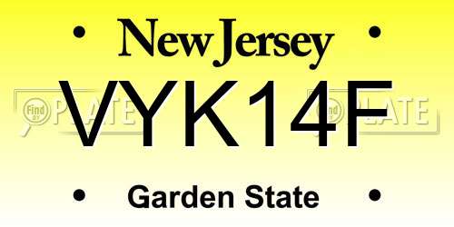 VYK14F New Jersey License Plate