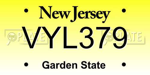 VYL379 New Jersey License Plate