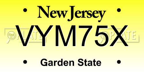 VYM75X New Jersey License Plate