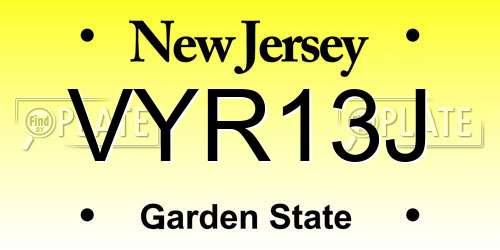 VYR13J New Jersey License Plate