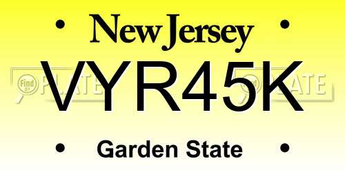 VYR45K New Jersey License Plate