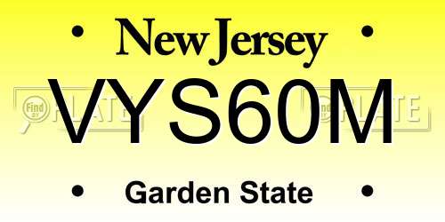 VYS60M New Jersey License Plate