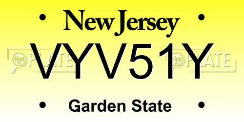 VYV51Y New Jersey License Plate