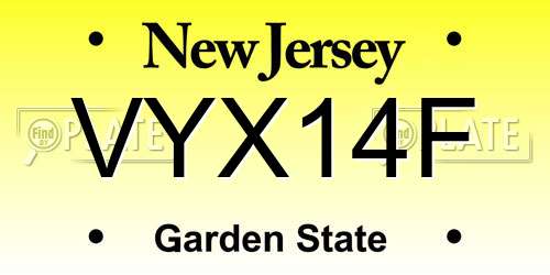 VYX14F New Jersey License Plate
