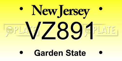 VZ891 New Jersey License Plate