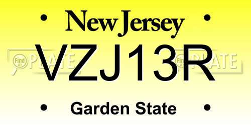 VZJ13R New Jersey License Plate