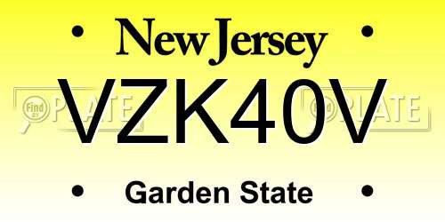 VZK40V New Jersey License Plate