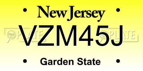 VZM45J New Jersey License Plate