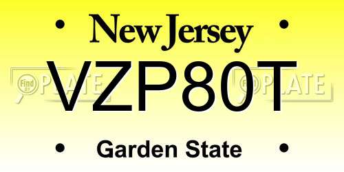 VZP80T New Jersey License Plate
