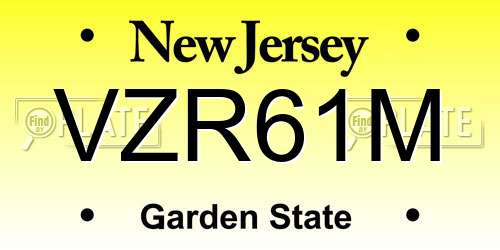 VZR61M New Jersey License Plate