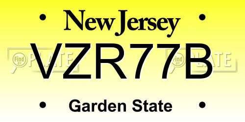 VZR77B New Jersey License Plate