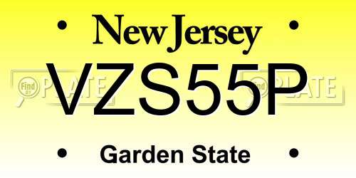 VZS55P New Jersey License Plate