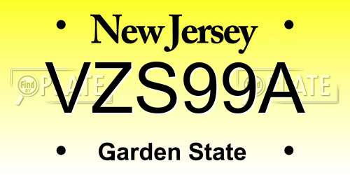 VZS99A New Jersey License Plate