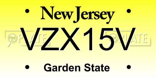 VZX15V New Jersey License Plate
