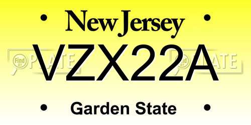 VZX22A New Jersey License Plate