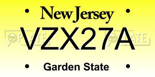 VZX27A New Jersey License Plate
