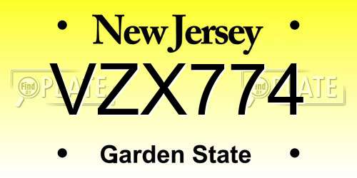 VZX774 New Jersey License Plate