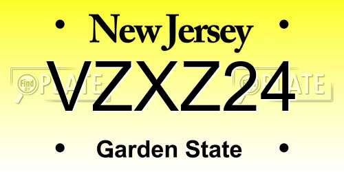 VZXZ24 New Jersey License Plate