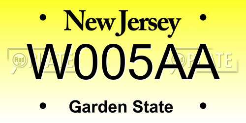 W005AA New Jersey License Plate