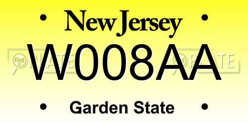 W008AA New Jersey License Plate