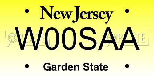 W00SAA New Jersey License Plate