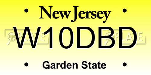 W10DBD New Jersey License Plate