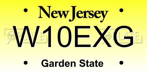 W10EXG New Jersey License Plate