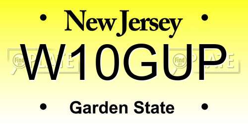 W10GUP New Jersey License Plate