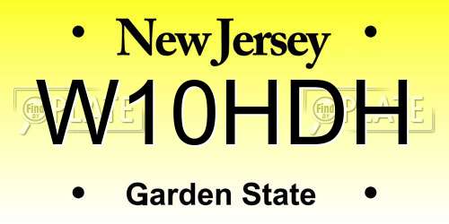 W10HDH New Jersey License Plate