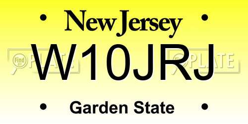 W10JRJ New Jersey License Plate