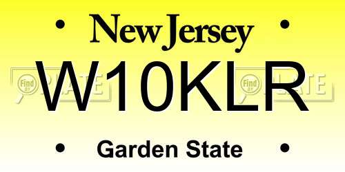 W10KLR New Jersey License Plate