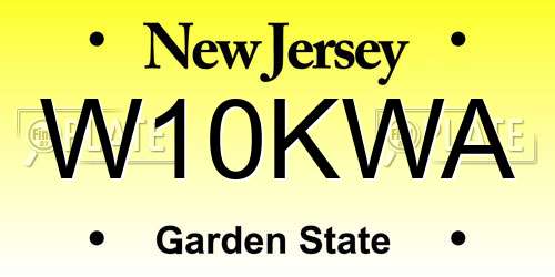 W10KWA New Jersey License Plate