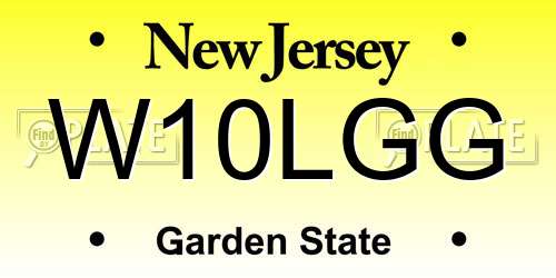 W10LGG New Jersey License Plate