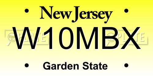 W10MBX New Jersey License Plate