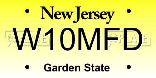 W10MFD New Jersey License Plate
