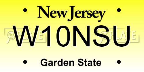 W10NSU New Jersey License Plate