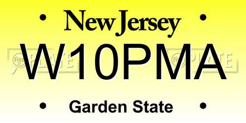 W10PMA New Jersey License Plate