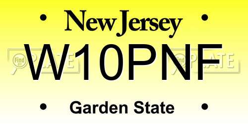W10PNF New Jersey License Plate