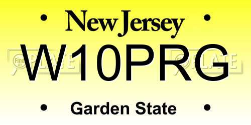 W10PRG New Jersey License Plate