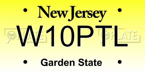 W10PTL New Jersey License Plate
