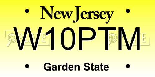 W10PTM New Jersey License Plate