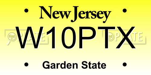W10PTX New Jersey License Plate