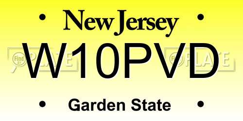 W10PVD New Jersey License Plate
